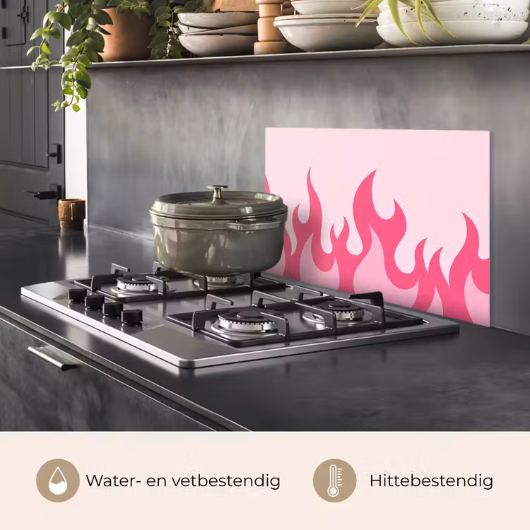 Vlammen - Patroon - Abstract - Modern - Roze keuken achterwand spatscherm klein -usp_NL