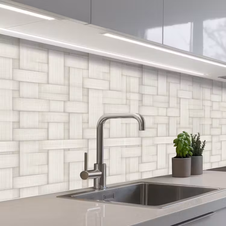 Vlechtwerk - Banen - Beige keuken achterwand 2 middel 871 -3d_schuin