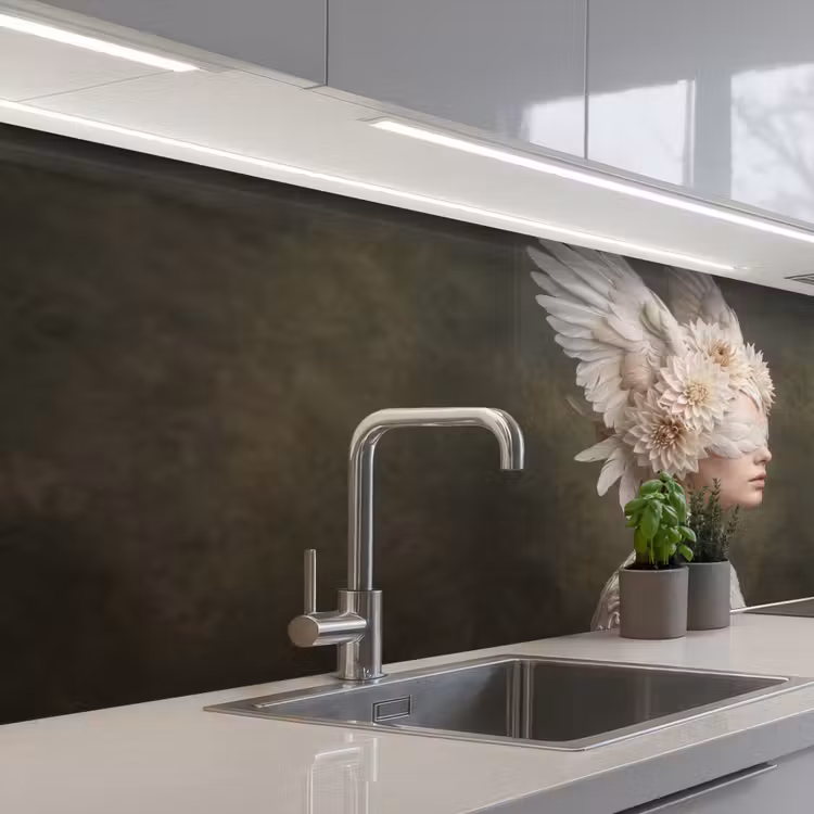 Vleugels - Vrouw - Wit keuken achterwand 2 middel -3d_schuin