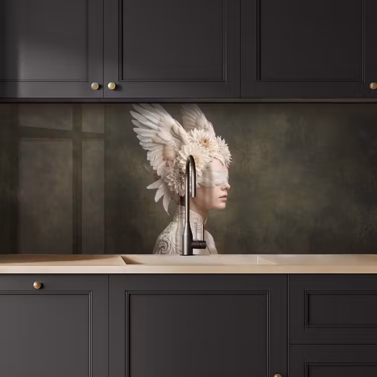 Vleugels - Vrouw - Wit keuken achterwand 2 middel -sfeer1