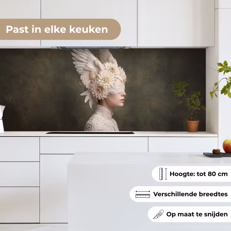 Vleugels - Vrouw - Wit keuken achterwand 2 middel -sfeer4_NL