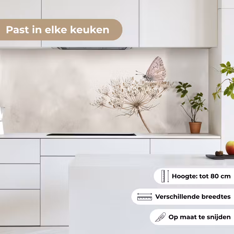 Vlinder - Bloem -Natuur - Beige keuken achterwand 2 middel -sfeer4_NL
