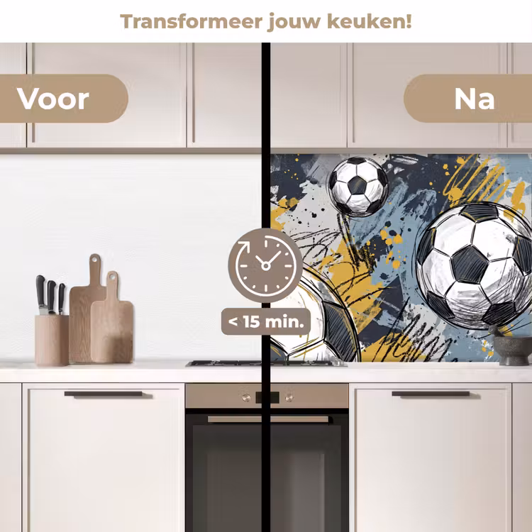 Voetbal - Abstract - Sport - Kleurrijk keuken achterwand 2 middel -voor-na2_NL