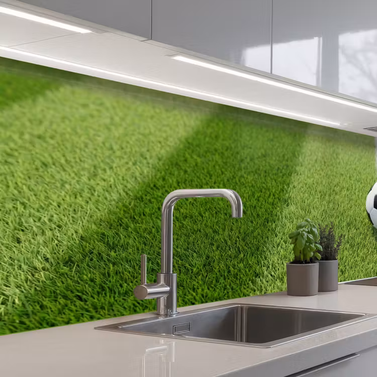 Voetbal - Grasveld - Sport - Groen keuken achterwand 2 middel -3d_schuin