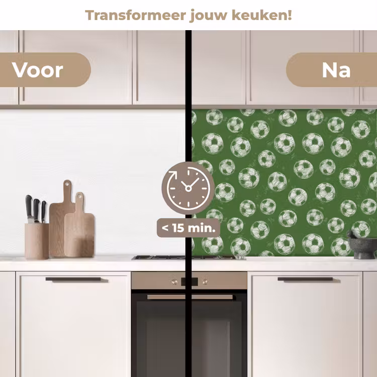 Voetbal - Sport - Groen keuken achterwand 2 middel 871 -voor-na2_NL