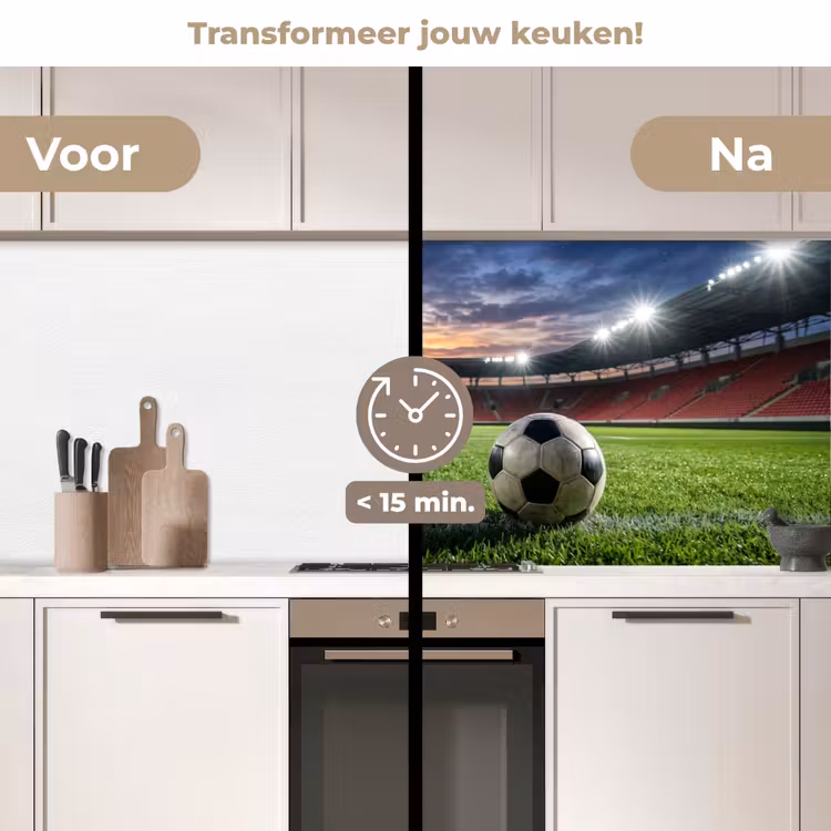 Voetbal - Stadion - Sport - Groen keuken achterwand 2 middel -voor-na2_NL