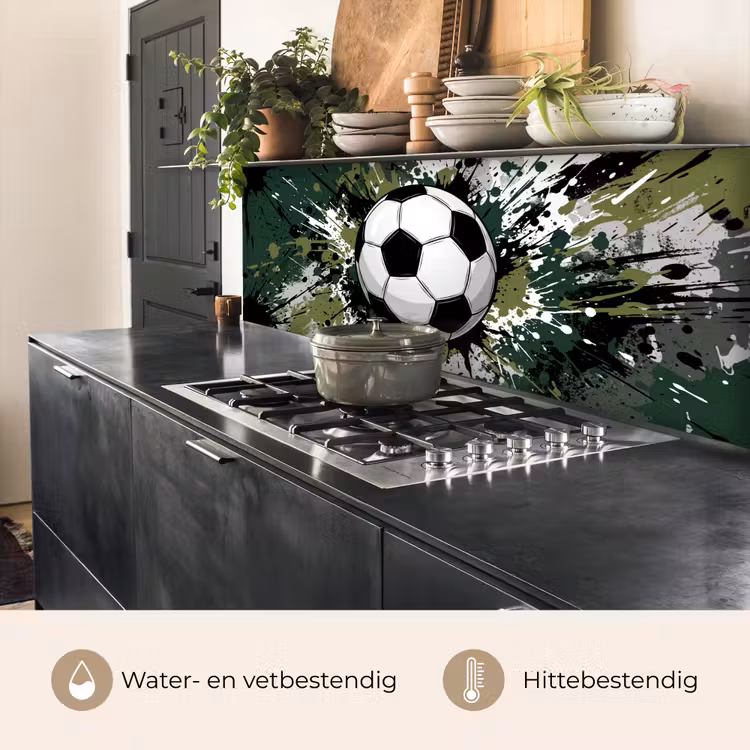 Voetbal - Verf - Spetters - Groen keuken achterwand 2 middel -usp_NL