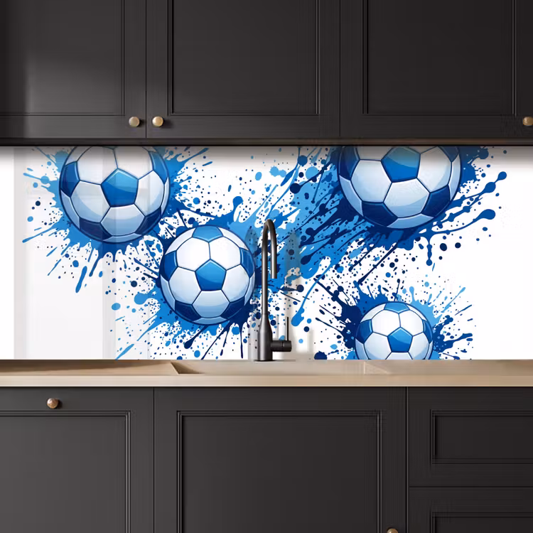 Voetballen - Verf - Sport - Blauw keuken achterwand 2 middel -sfeer1