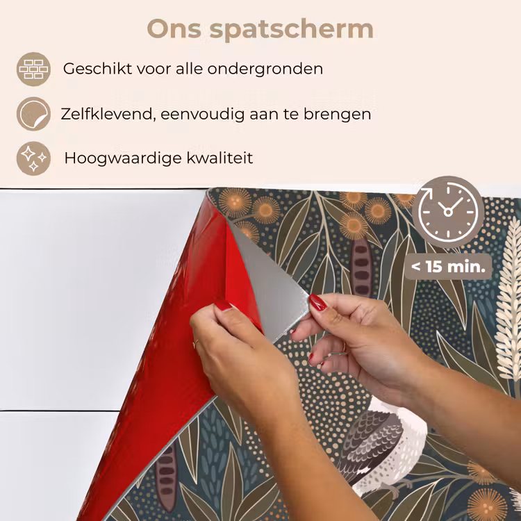 Vogel - Bladeren - Natuur - Illustratie - Groen keuken achterwand spatscherm klein -spatscherm_NL
