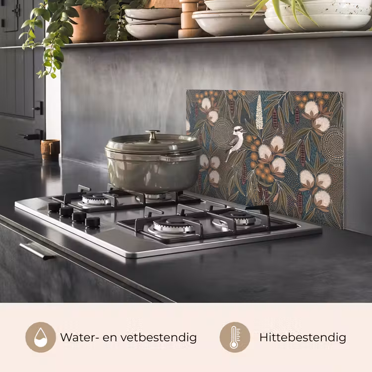 Vogel - Bladeren - Natuur - Illustratie - Groen keuken achterwand spatscherm klein -usp_NL