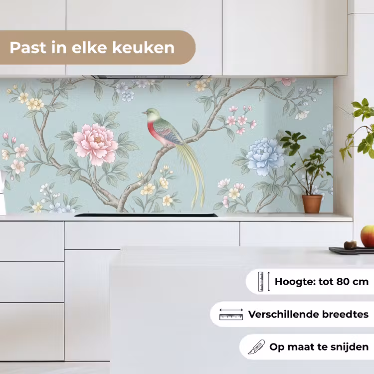 Vogel - Bloemen - Kleurrijk keuken achterwand 2 middel -sfeer4_NL