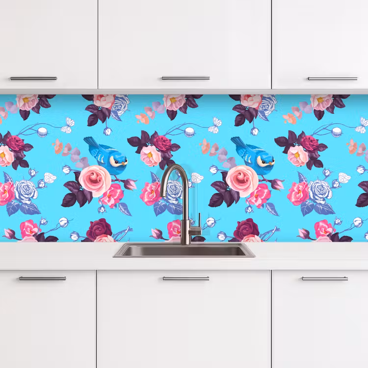 Vogel - Bloemen - Patronen keuken achterwand 2 middel 871 -3d