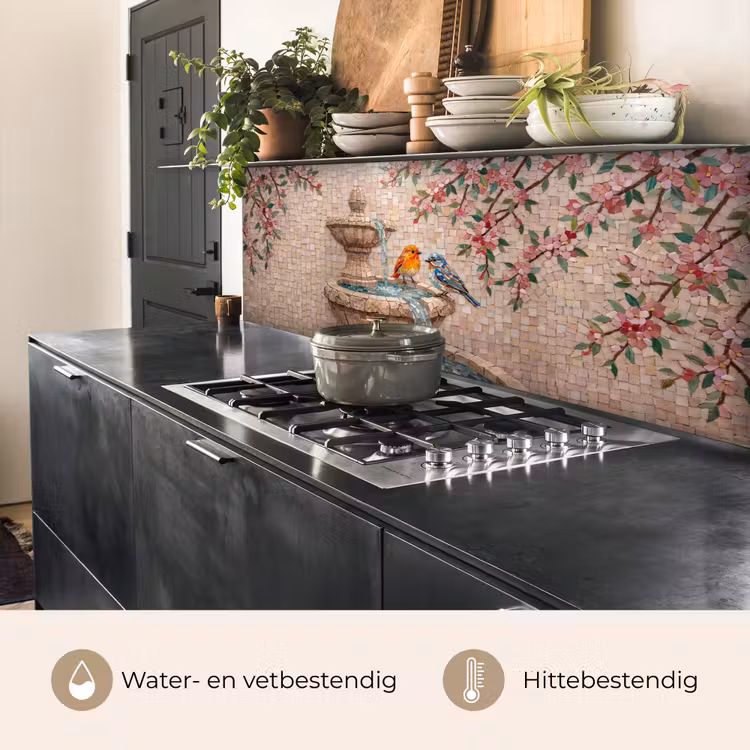 Vogel - fontein - mozaiek - kleurrijk - dieren keuken achterwand 2 middel -usp_NL