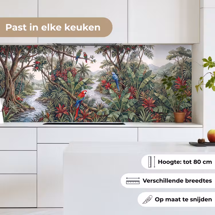 Vogel - Jungle - Natuur - Mozaïek - Groen keuken achterwand 2 middel -sfeer4_NL