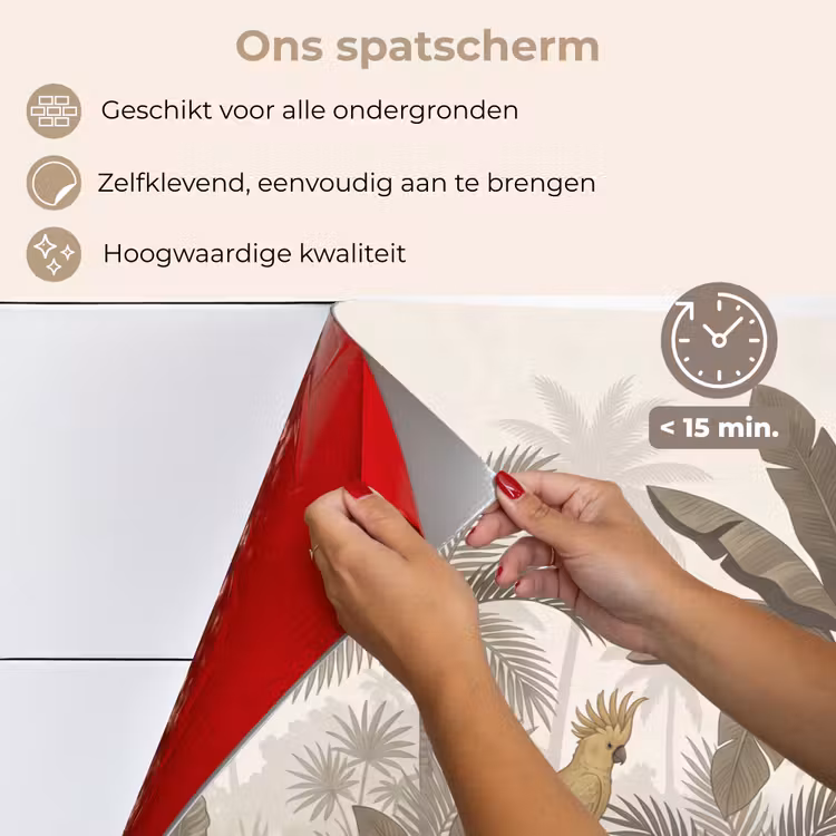 Vogel - Jungle - Tropisch - Illustratie - Groen keuken achterwand spatscherm klein -spatscherm_NL