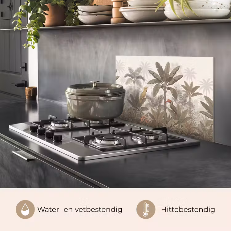 Vogel - Jungle - Tropisch - Illustratie - Groen keuken achterwand spatscherm klein -usp_NL