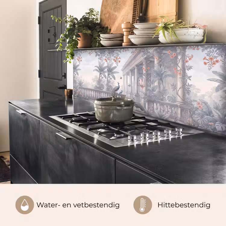 Vogel - Pauw - Architectuur - Klassiek - Groen keuken achterwand 2 middel -usp_NL