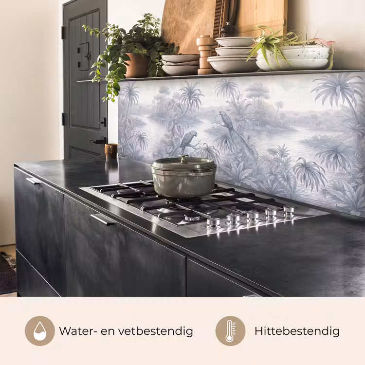 Vogel - Rivier - Tropisch - Illustratie - Blauw keuken achterwand 2 middel -usp_NL