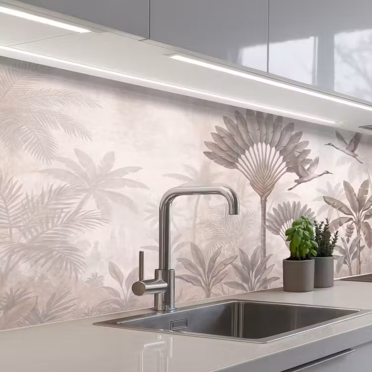 Vogel - Tropisch - Jungle - Natuur - Beige keuken achterwand 2 middel -3d_schuin