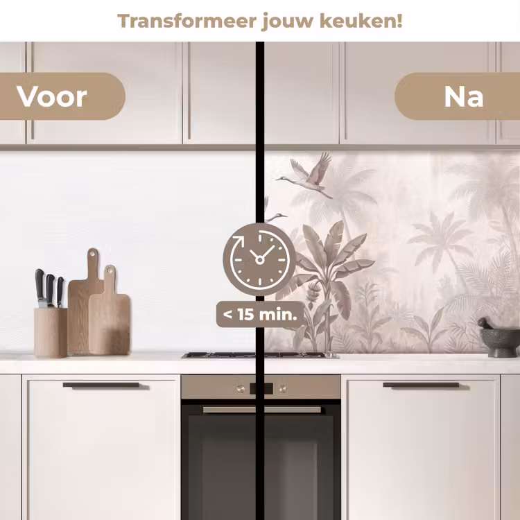 Vogel - Tropisch - Jungle - Natuur - Beige keuken achterwand 2 middel -voor-na2_NL