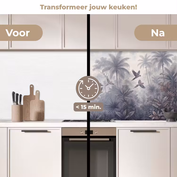 Vogel - Vliegend - Jungle - Vintage - Dieren keuken achterwand 2 middel -voor-na2_NL