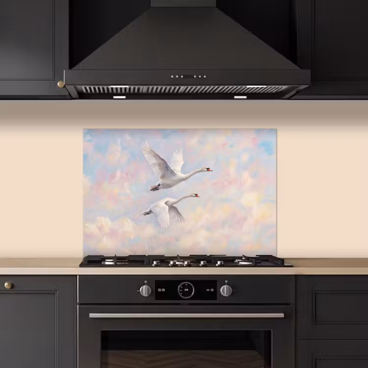 Vogel - Vliegend - Lucht - Modern - Pastel keuken achterwand spatscherm klein -sfeer1