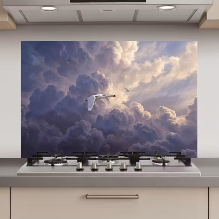 Vogel - Vliegend - Natuur - Wit - Wolken keuken achterwand spatscherm klein -3d_website