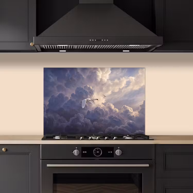 Vogel - Vliegend - Natuur - Wit - Wolken keuken achterwand spatscherm klein -sfeer1