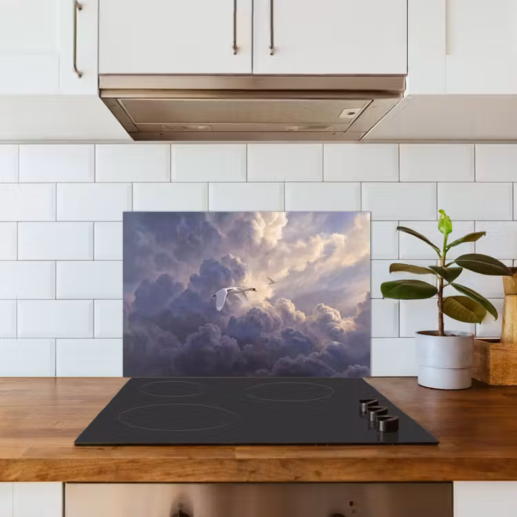 Vogel - Vliegend - Natuur - Wit - Wolken keuken achterwand spatscherm klein -sfeer2