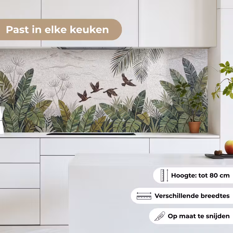 Vogel - Vliegend - Tropisch - Mozaïek - Groen keuken achterwand 2 middel -sfeer4_NL