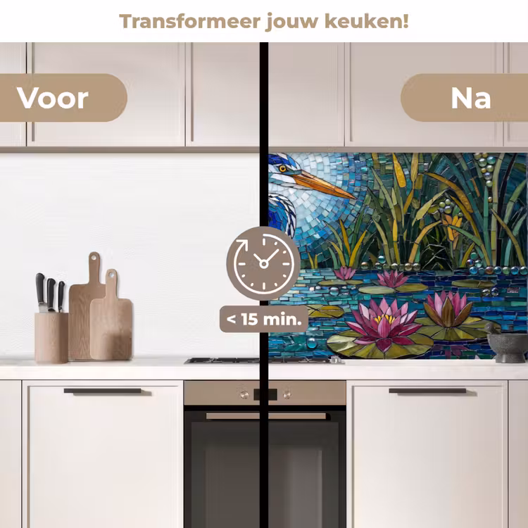 Vogel - Water - Natuur - Abstract - Blauw keuken achterwand 2 middel -voor-na2_NL