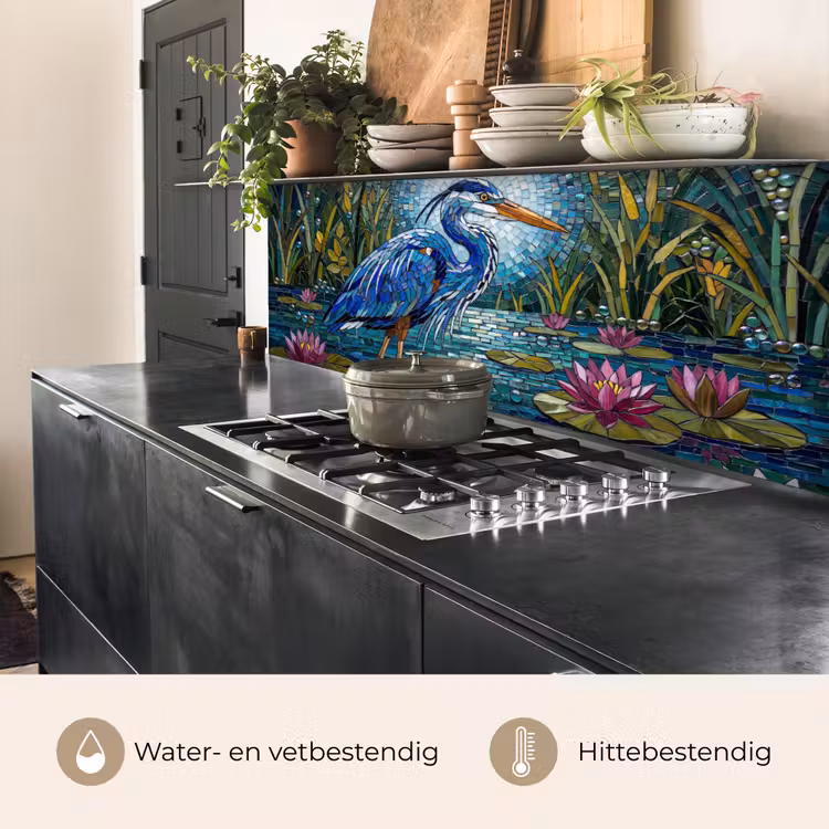 Vogel - Water - Natuur - Abstract - Blauw keuken achterwand 2 middel -usp_NL