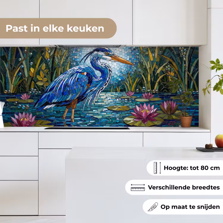 Vogel - Water - Natuur - Abstract - Blauw keuken achterwand 2 middel -sfeer4_NL
