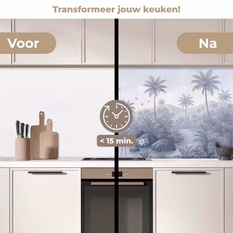 Vogel - Water - Tropisch - Natuur - Blauw keuken achterwand 2 middel -voor-na2_NL