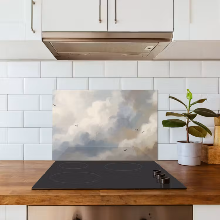 Vogel - Wolken - Natuur - Modern - Grijs keuken achterwand spatscherm klein -sfeer2