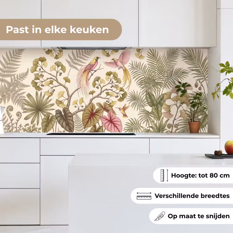 Vogels - Tropisch - Botanisch - Roze keuken achterwand 2 middel -sfeer4_NL