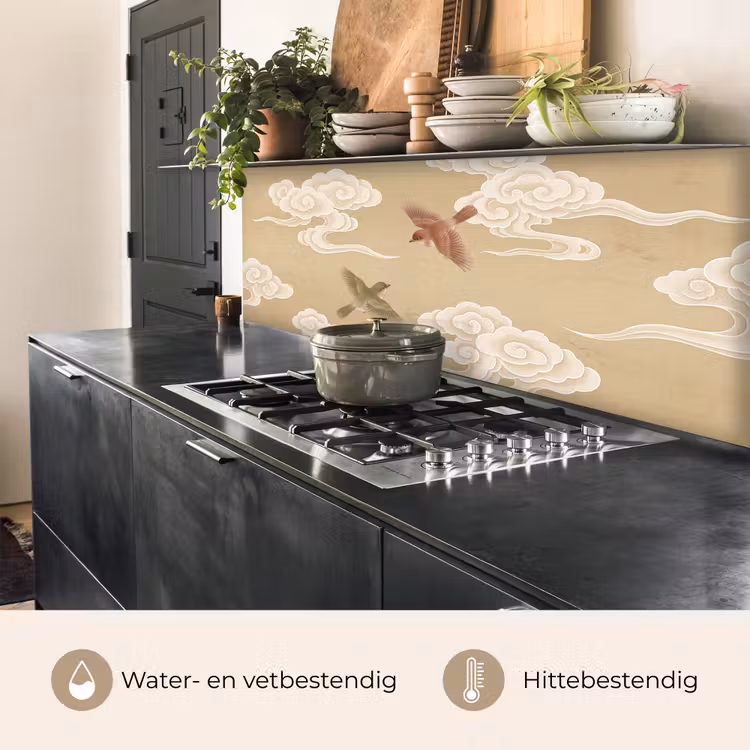 Vogels - Vliegen - Beige keuken achterwand 2 middel -usp_NL