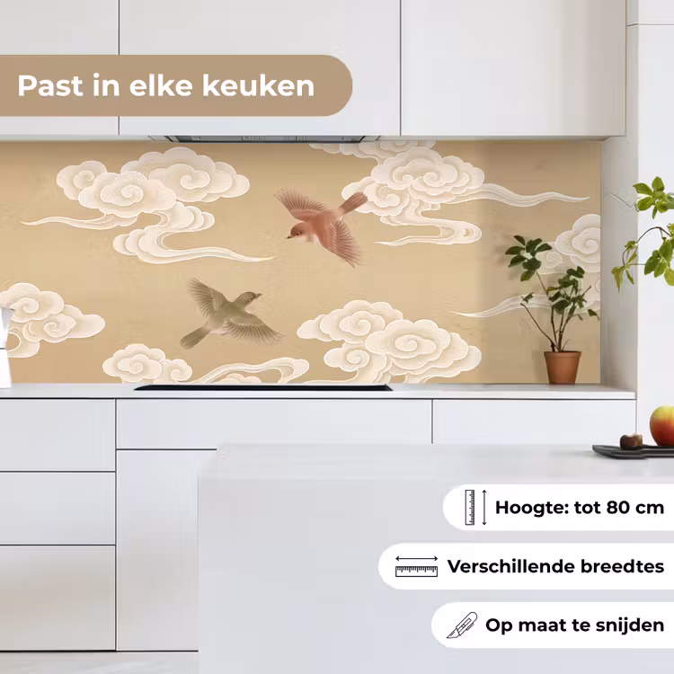 Vogels - Vliegen - Beige keuken achterwand 2 middel -sfeer4_NL
