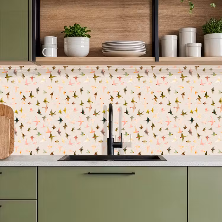Vogels - Vliegen - Kleurrijk keuken achterwand 2 middel 871 -sfeer3