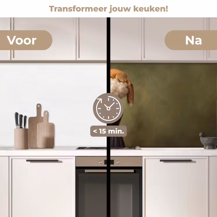 Vos - Surrealistisch - Groen keuken achterwand 2 middel -voor-na2_NL