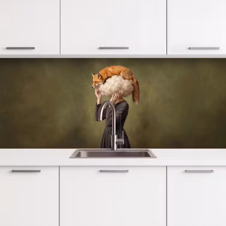 Vos - Surrealistisch - Groen keuken achterwand 2 middel -3d
