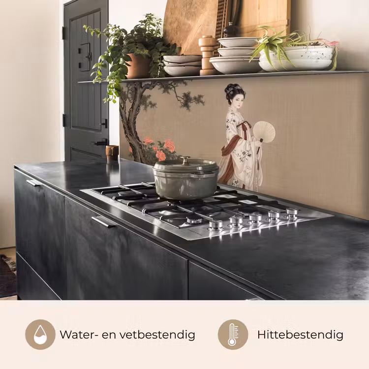 Vrouw - Azië - Kunst - Beige keuken achterwand 2 middel -usp_NL
