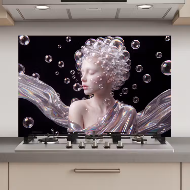 Vrouw - Bellen - Abstract - Kleurrijk keuken achterwand spatscherm klein -3d_website
