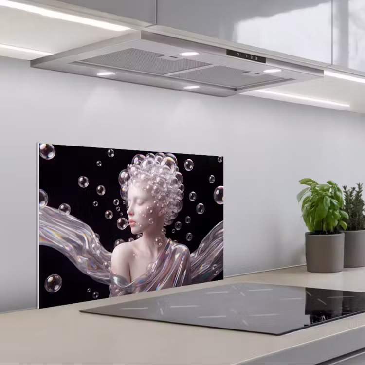 Vrouw - Bellen - Abstract - Kleurrijk keuken achterwand spatscherm klein -3d_schuin