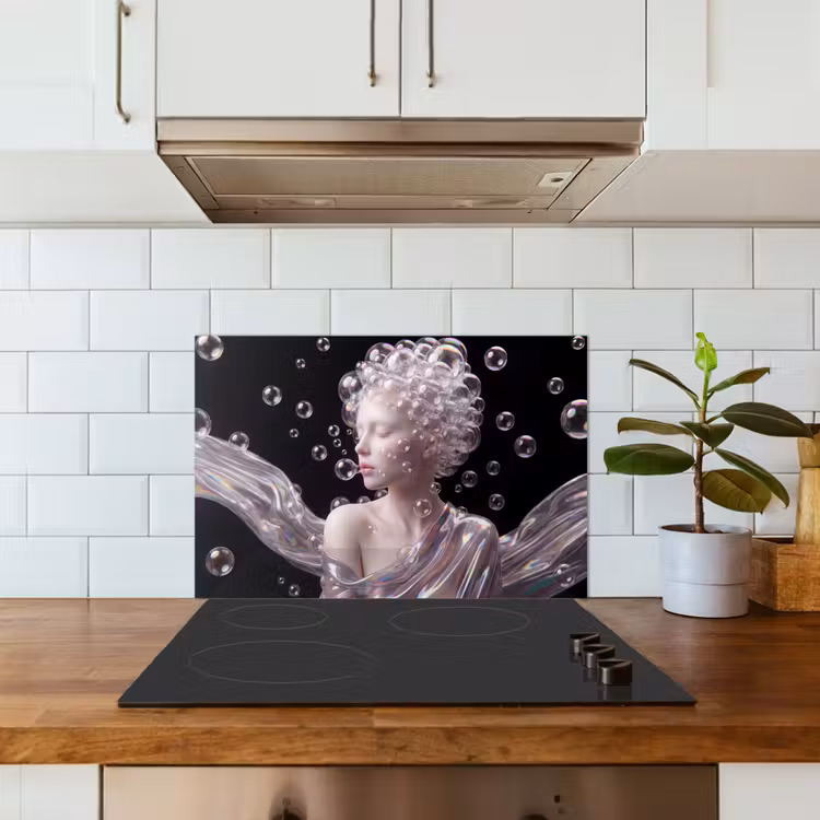 Vrouw - Bellen - Abstract - Kleurrijk keuken achterwand spatscherm klein -sfeer2