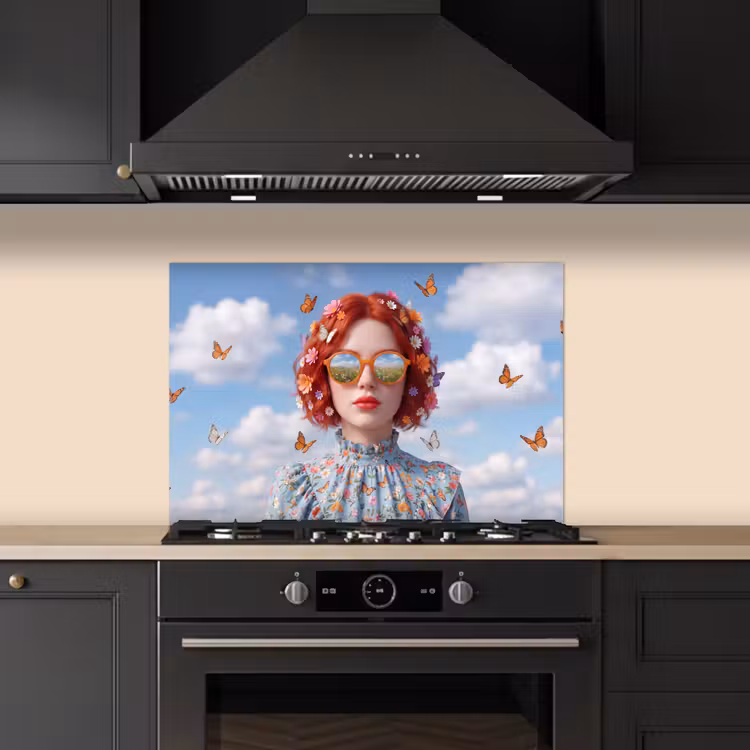 Vrouw - Bloemen - Zomer - Portret - Kleurrijk keuken achterwand spatscherm klein -sfeer1