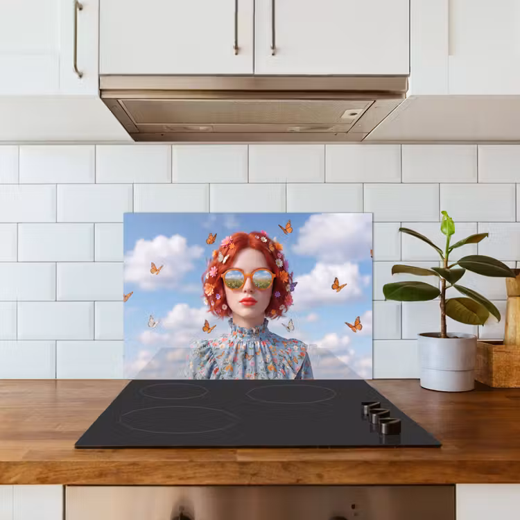 Vrouw - Bloemen - Zomer - Portret - Kleurrijk keuken achterwand spatscherm klein -sfeer2