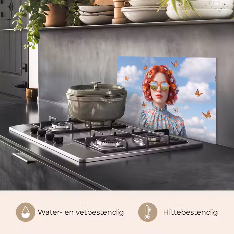 Vrouw - Bloemen - Zomer - Portret - Kleurrijk keuken achterwand spatscherm klein -usp_NL