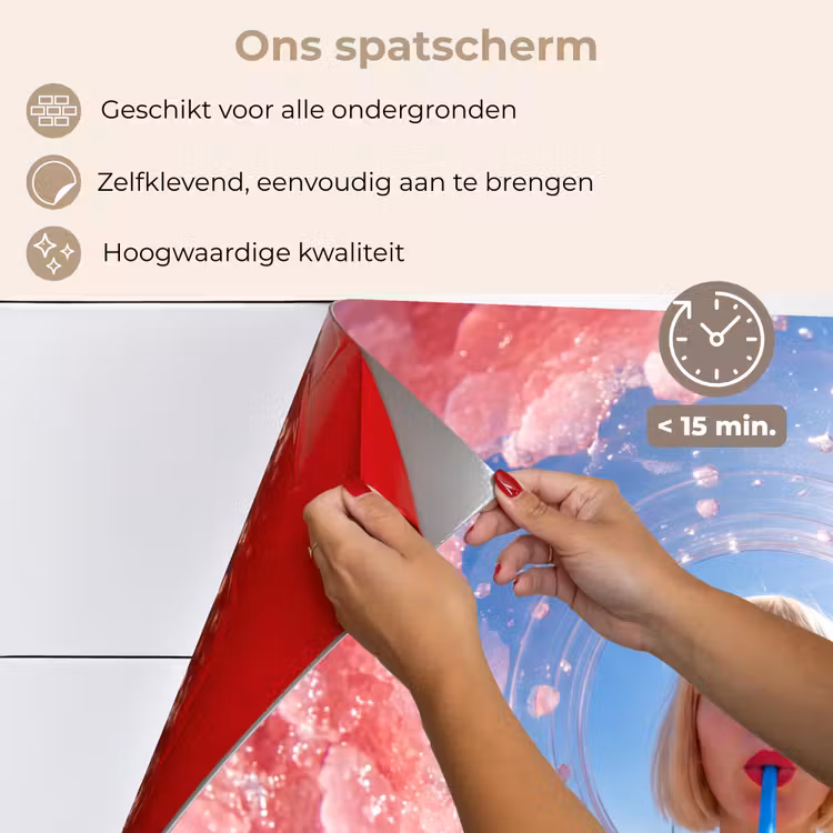 Vrouw - Drank - Zomer - Roze - Blauw keuken achterwand spatscherm klein -spatscherm_NL