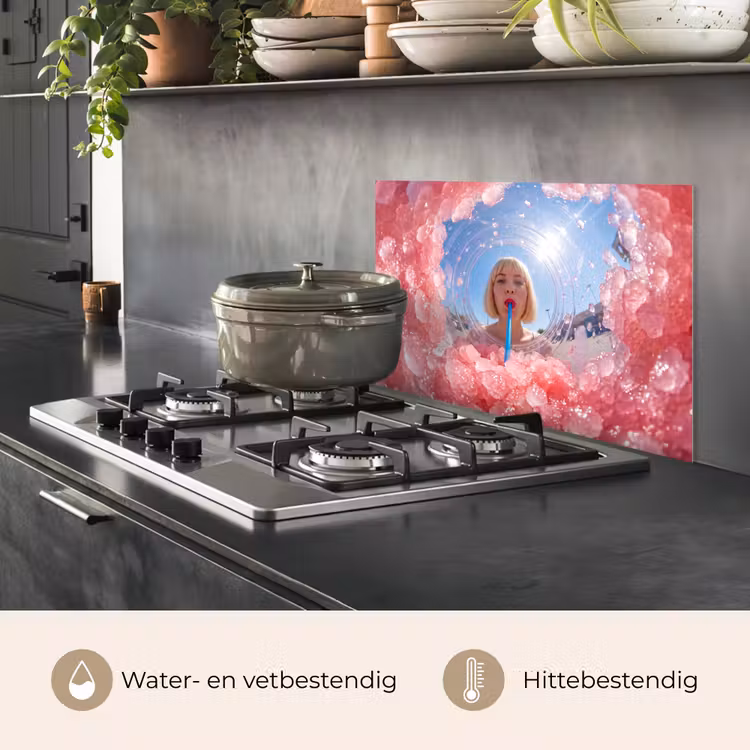Vrouw - Drank - Zomer - Roze - Blauw keuken achterwand spatscherm klein -usp_NL